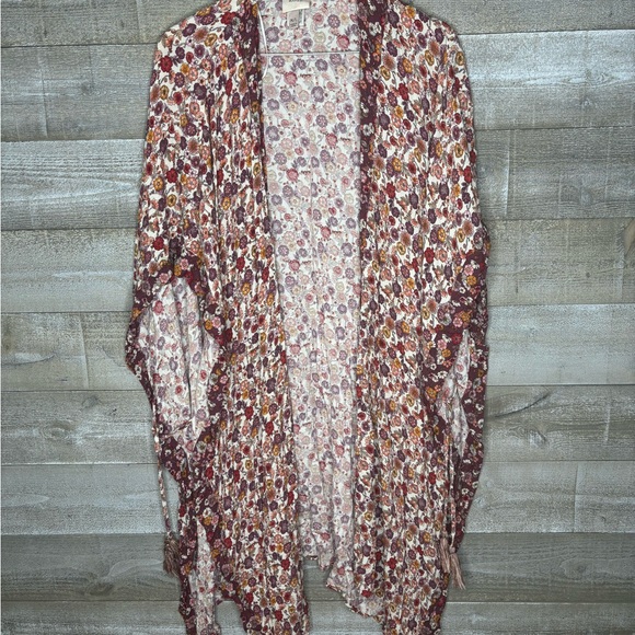 Knox Rose Multicolor Kimono Floral Top bathing suit cover up - Picture 1 of 5